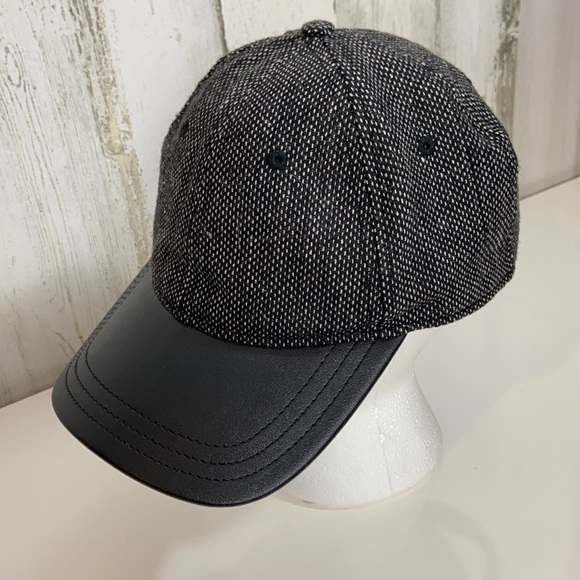 Athleta Black Herringbone Hat Cap Baseball Classic Casual Spring Fall Outdoors - Picture 3 of 8